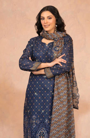 DAALIYA by Shahid Tawakkal | Embroidered Digital Printed Chamki Lawn 3 Piece Unstitched Suit D-3