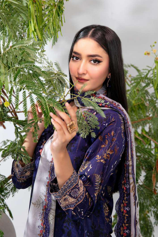 Teyana by Tawakkal Fabrics | Embroidered Digital Printed Lawn 3 Piece Unstitched Suit D-6