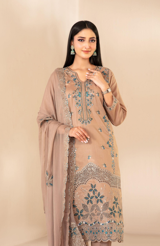 Selma by Shahid Tawakkal | Fancy Embroidered 3 Piece Unstitched Lawn Suit D-3