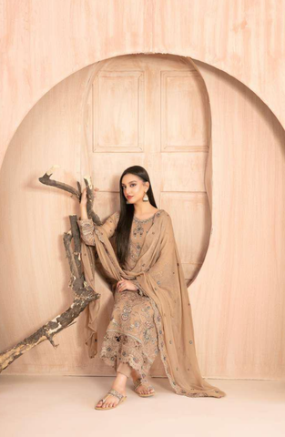 Afsanay by Tawakkal Fabrics | Fancy Embroidered Chiffon 3 Piece Unstitched Suit D-3