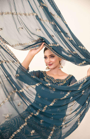 Libaas-E-Ishq by Tawakkal Fabrics | Fancy Embroidered Chiffon 3 Piece Semi-Stitched Suit D-6
