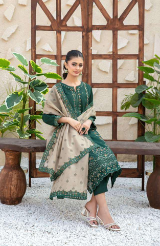 MALA by Shahid Tawakkal | Fancy Embroidered Lawn 3 Piece Unstitched Suit D-3