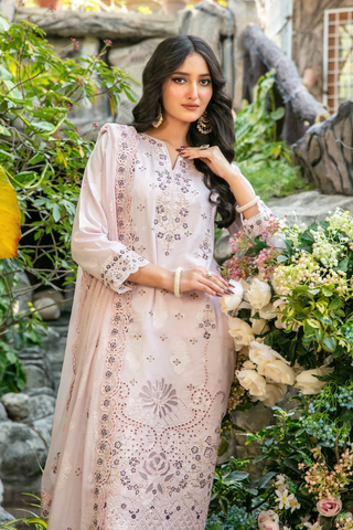 Zindagi by Tawakkal | Embroidered Broshia Lawn 3 Piece Unstitched Suit D-2