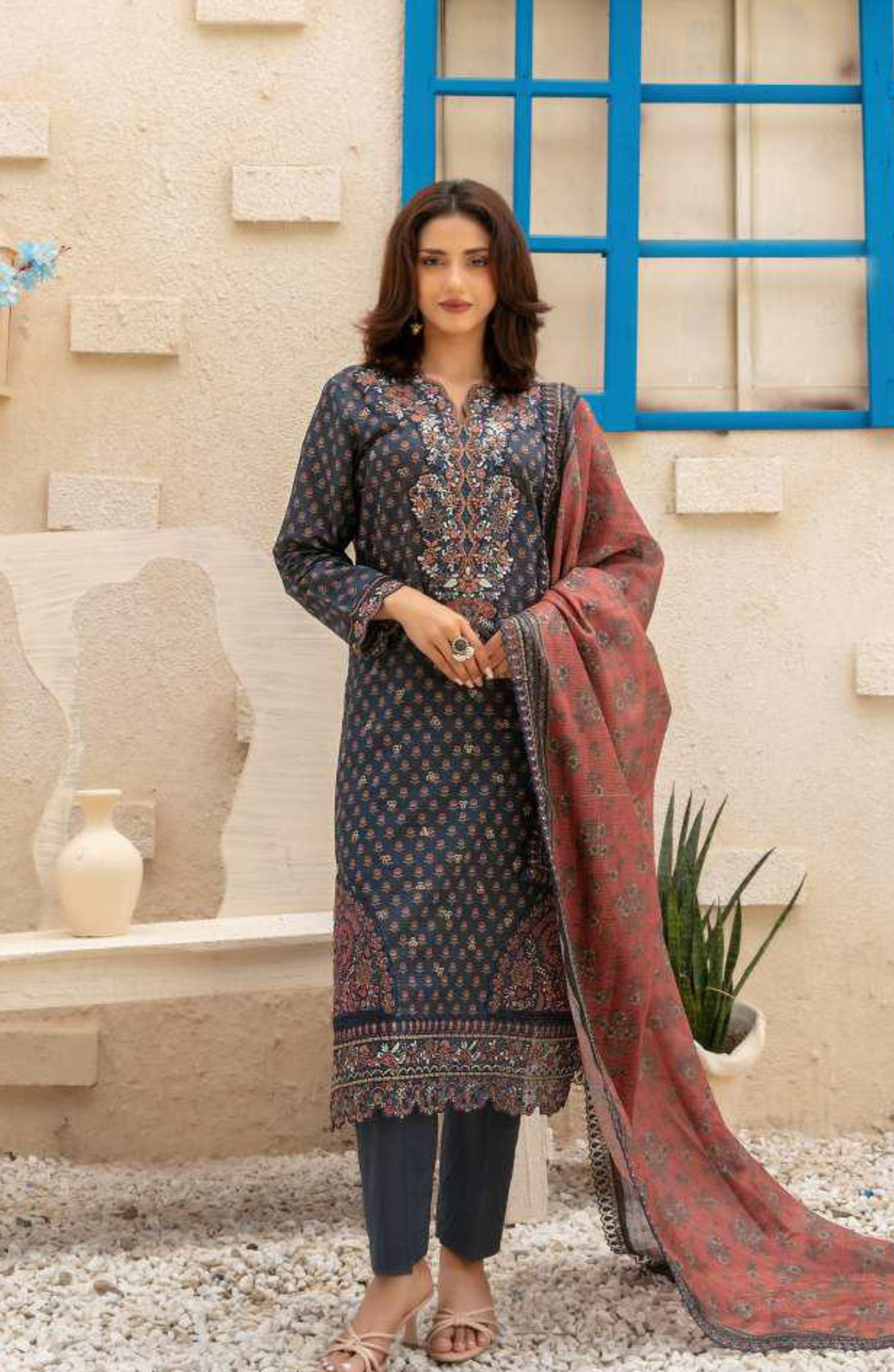 Laveen by Tawakkal Fabrics | Embroidered Digital Printed Lawn 3 Piece Unstitched Suit D-3