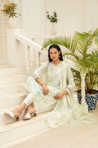 Elisol by Tawakkal Fabrics | Fancy Embroidered Slub Lawn 3 Piece Semi-Stitched Suit D-2