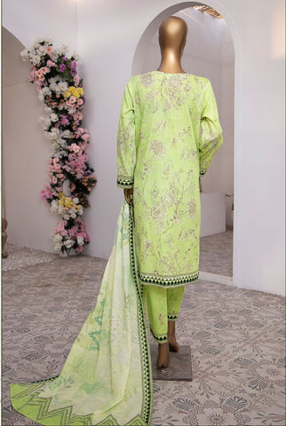 Nayab Vol 02 by HZ Textile Emb Lawn Unstitched 3 Piece  -02 Lime Green - Summer Collection