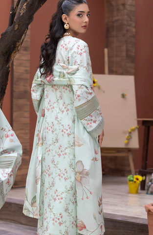 Sanam Saeed Premium | Embroidered Lawn 3 Piece Unstitched Suit D-3