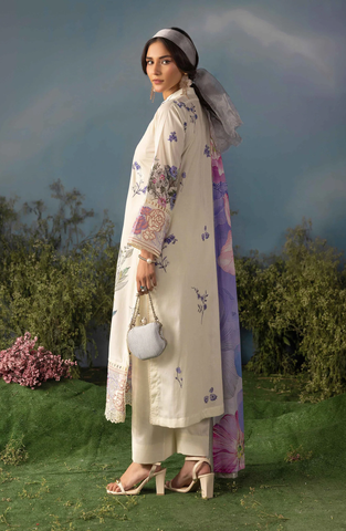 Luxury Embroidered Lawn Unstitched 3 Piece Suit Butterfly by Riaz Arts D-2