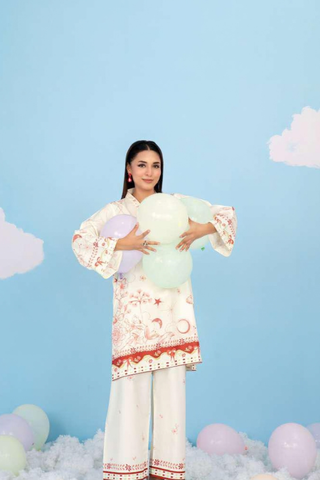 CLOUDS 2 Piece Stitched Printed Crepe Suit D-8