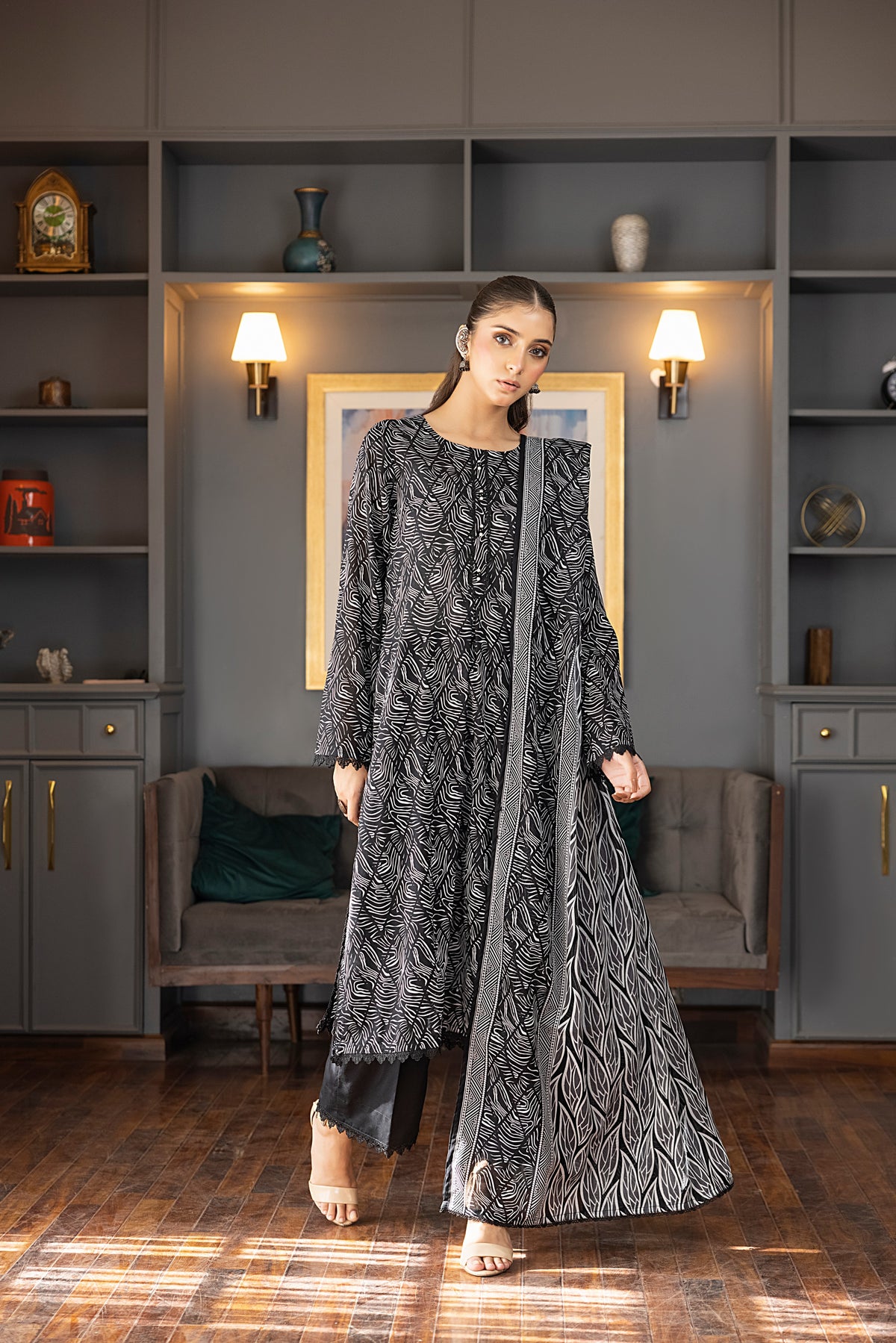 Black & White Vol3 Salina Digital Print Un Stitched 3 Pcs By Regalia Textile D-6
