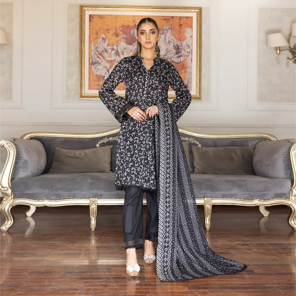 Black & White Vol3 Salina Digital Print Un Stitched 3 Pcs By Regalia Textile D-7