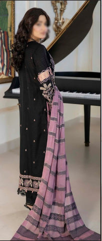 SHAB O ROZ EMB JACQUARD LAWN UN STITCHED 3 PCS JOHRA 866