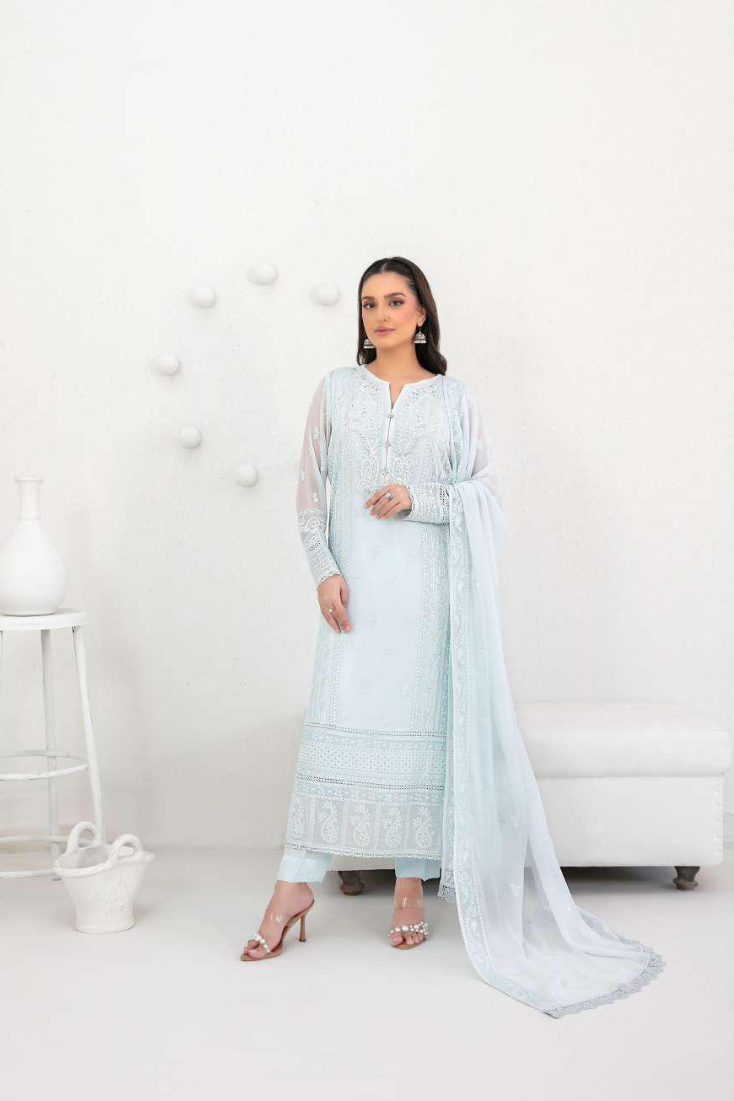 SATORI by Tawakkal Fabrics | Fancy Embroidered Chiffon 3 Piece Semi-Stitched Suit D-4