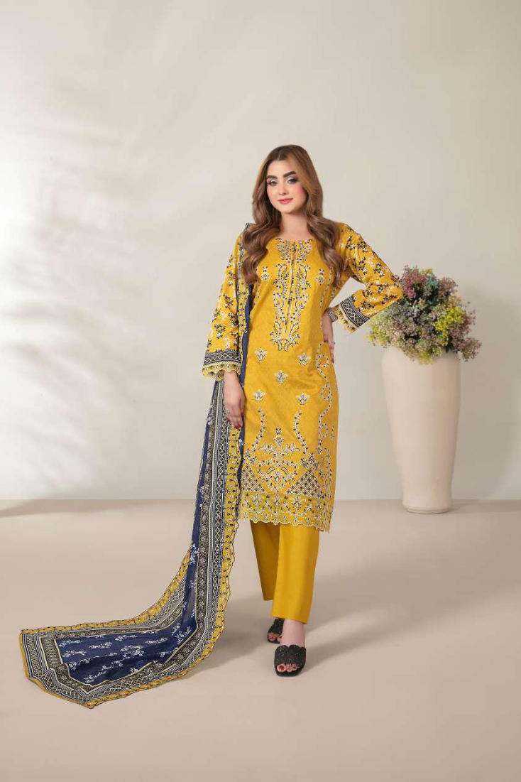 Mamora by Tawakkal Fabrics | Embroidered Digital Printed Lawn 3 Piece Unstitched Suit D-4