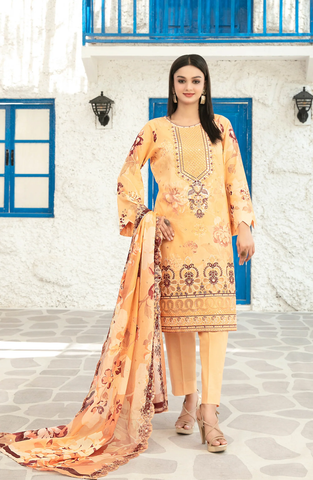 Parizah by Tawakkal | Embroidered Lawn 3 Piece Unstitched Suit D-3