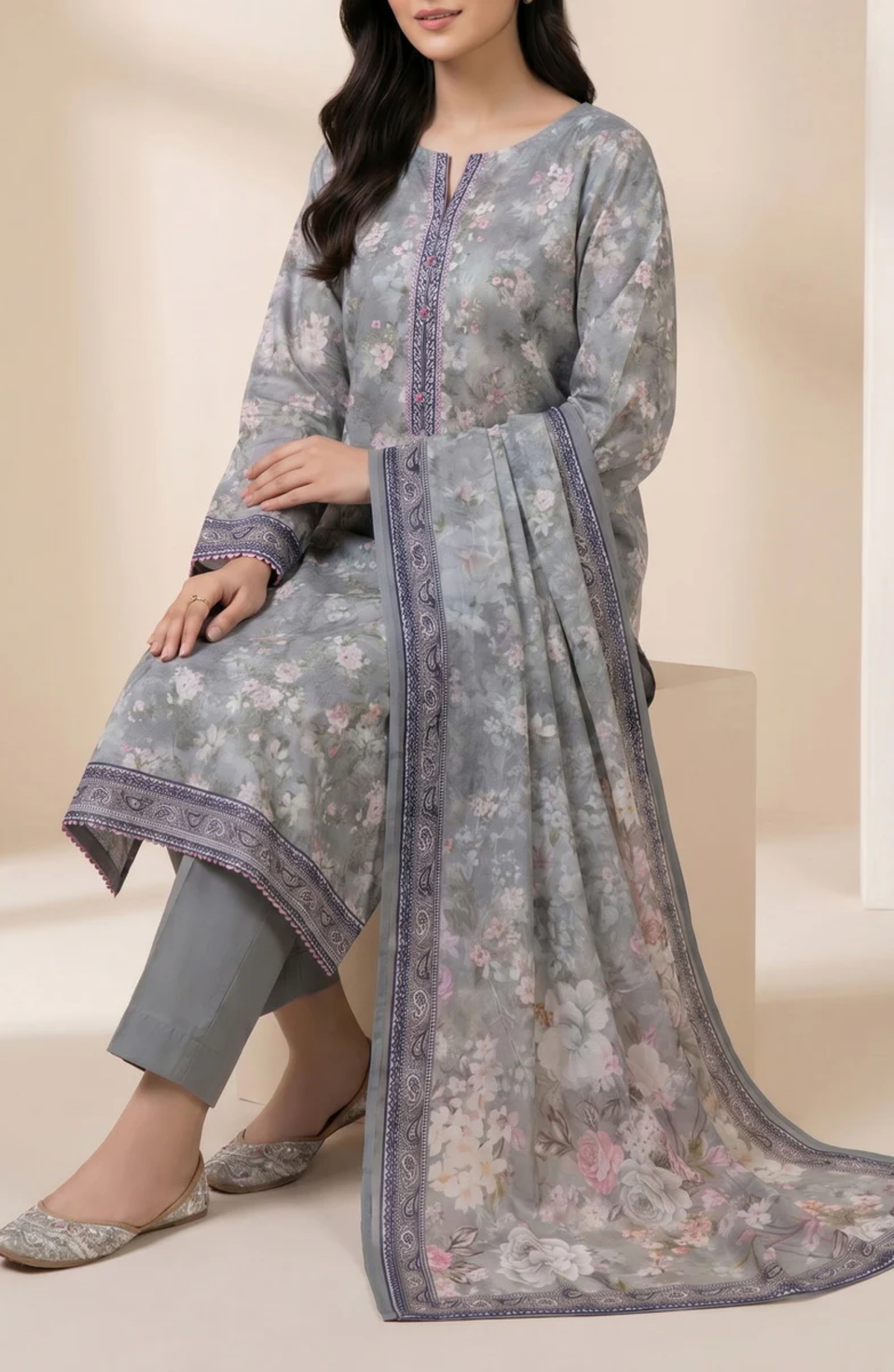 Misri Lawn by VS Textile | Printed Lawn 3 Piece Unstitched Suit D-3