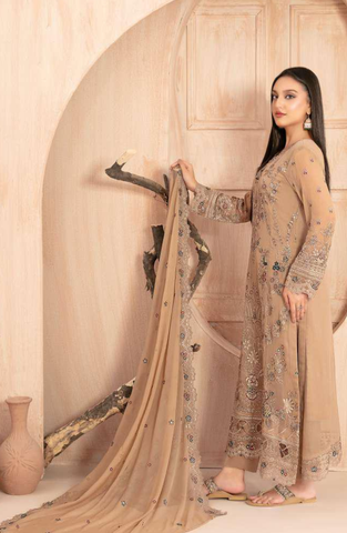 Afsanay by Tawakkal Fabrics | Fancy Embroidered Chiffon 3 Piece Unstitched Suit D-3