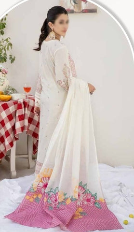 Eshaa Emb Lawn Fancy Dupatta  Unstitched 3 Pcs By Johra 853