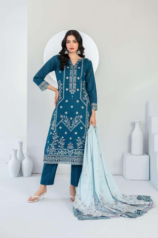 Abdar by Tawakkal | Embroidered Lawn 3 Piece Unstitched Suit D-2