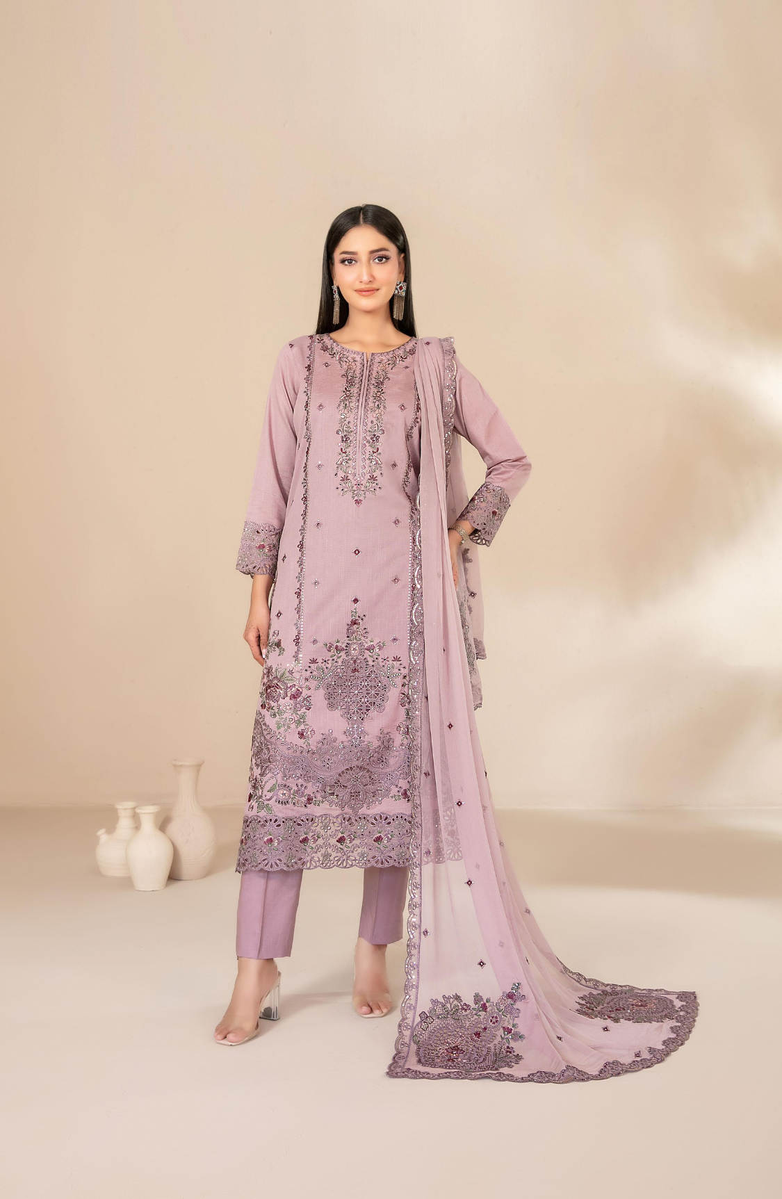 Selma by Shahid Tawakkal | Fancy Embroidered 3 Piece Unstitched Lawn Suit D-4