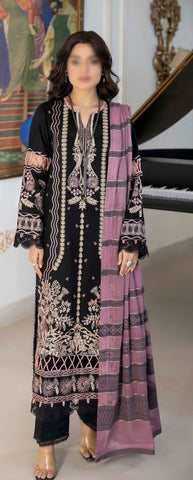 SHAB O ROZ EMB JACQUARD LAWN UN STITCHED 3 PCS JOHRA 866