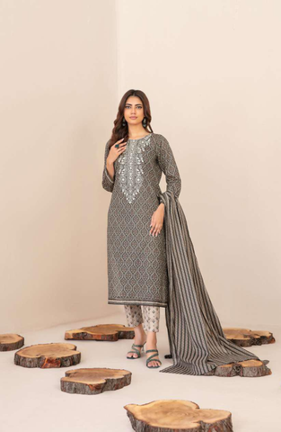 TYLA by Tawakkal Fabrics | Gala Embroidered Rotary Printed Lawn 3 Piece Unstitched Suit D-4