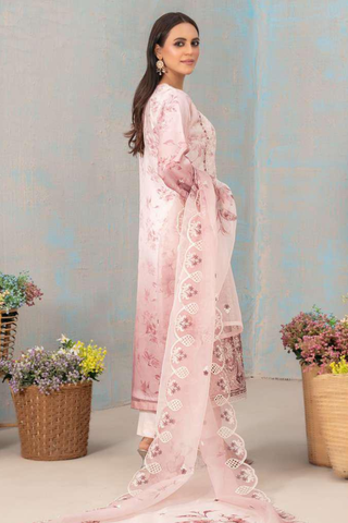 SHIRIN by Tawakkal Fabrics | Fancy Heavy Embroidered Organza 3 Piece Suit with Clutch D-1