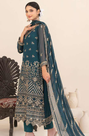 Libaas-E-Ishq by Tawakkal Fabrics | Fancy Embroidered Chiffon 3 Piece Semi-Stitched Suit D-6