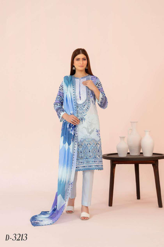 Jahzara by Tawakkal Fabrics | Embroidered Digital Printed Lawn 3 Piece Unstitched Suit D-6