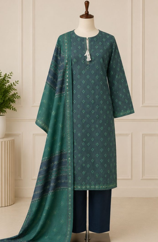 Bin Saeed | Printed Lawn 3 Piece Stitched Suit D-3