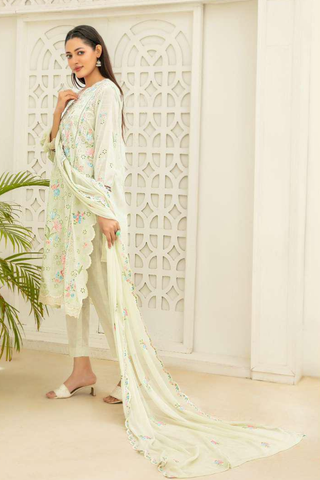 Elisol by Tawakkal Fabrics | Fancy Embroidered Slub Lawn 3 Piece Semi-Stitched Suit D-2