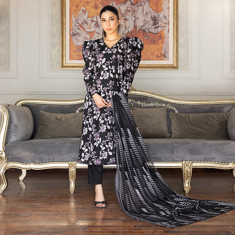 Black & White Vol3 Salina Digital Print Un Stitched 3 Pcs By Regalia Textile D-8