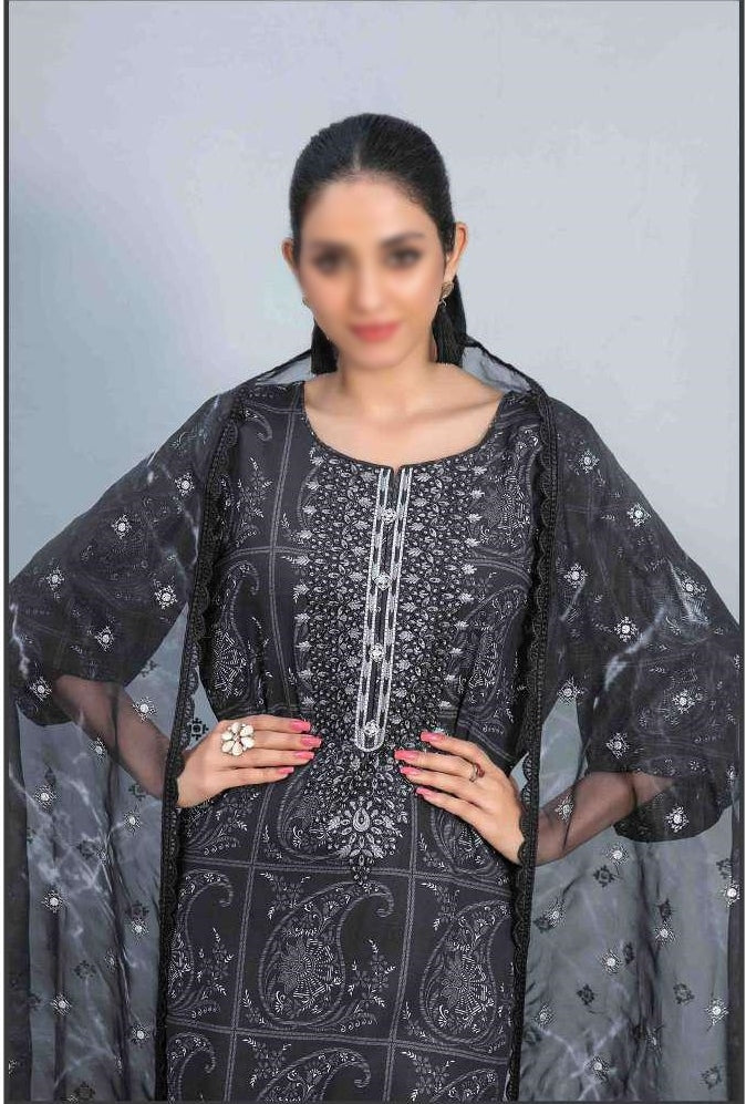D-8023 Faha Digital Print & Embroidered Linen Coll'23 By Tawakkal Un-Stitched 3-Piece