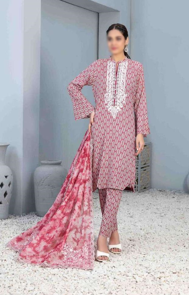 D-8032 Faha Digital Print & Embroidered Linen Coll'23 By Tawakkal Un-Stitched 3-Piece