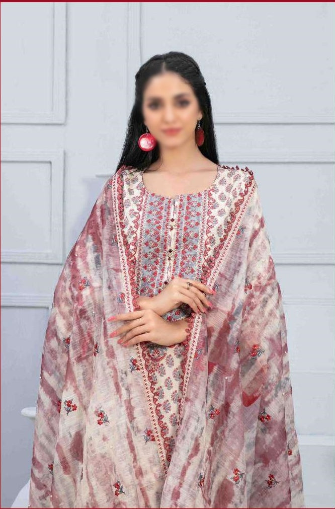 D-8033 Faha Digital Print & Embroidered Linen Coll'23 By Tawakkal Un-Stitched 3-Piece
