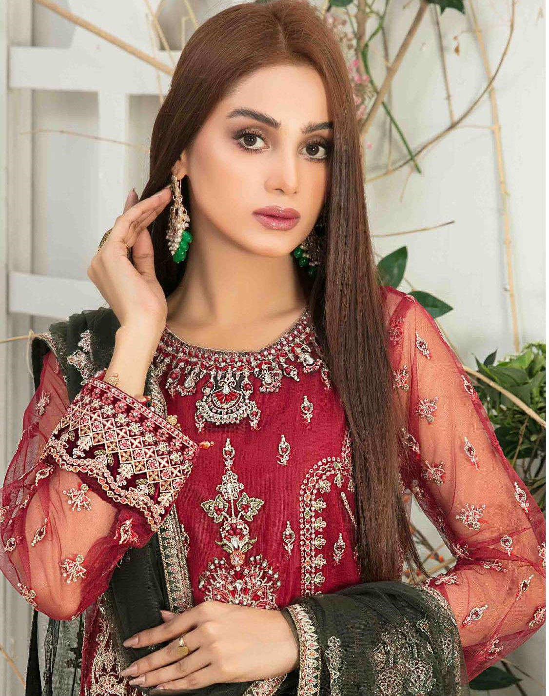 D-8327 Amani Semi stitched 3 Pcs Embroidered Formal collection'23