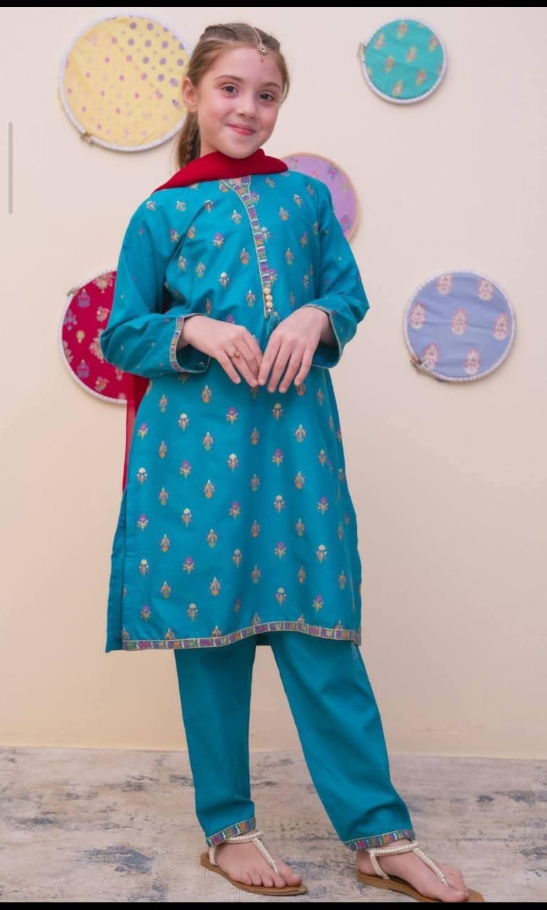 GURYA Printed Cambric 3Pec  Pret Coll'25 By SHANZEY Kids D-5