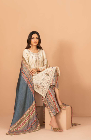 Lillia by Shahid Tawakkal | Fancy Embroidered Lawn 3 Piece Unstitched Suit D-3
