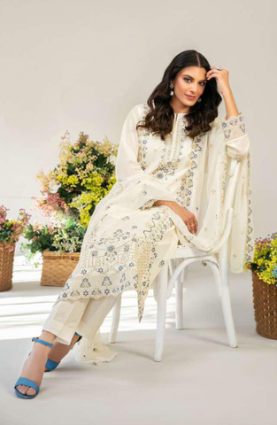 Amberea by Tawakkal Fabrics | Fancy Embroidered Lawn 3 Piece Unstitched Suit D-4