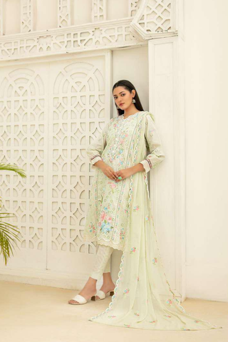 Elisol by Tawakkal Fabrics | Fancy Embroidered Slub Lawn 3 Piece Semi-Stitched Suit D-2