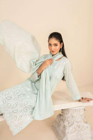 Marin by Tawakkal Fabrics | Embroidered Printed Lawn 3 Piece Unstitched Suit D-3