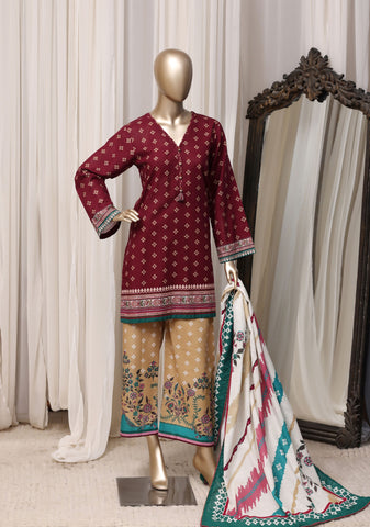 Sadabahar Printed Khaddar Winter collection Stitched 3 Piece Suit D-2