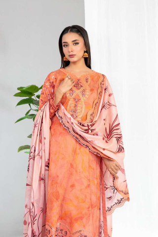 Teyana by Tawakkal Fabrics | Embroidered Digital Printed Lawn 3 Piece Unstitched Suit D-7