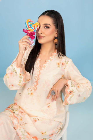 CLOUDS 2 Piece Stitched Printed Crepe Suit D-4