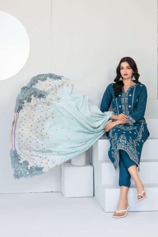 Abdar by Tawakkal | Embroidered Lawn 3 Piece Unstitched Suit D-2