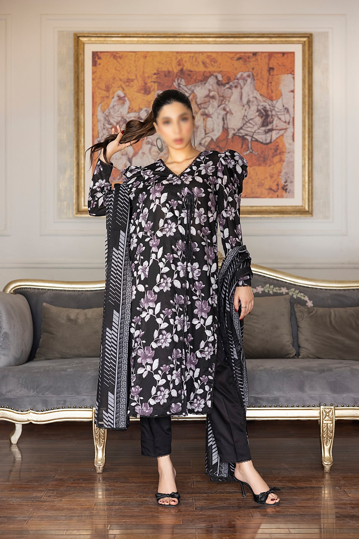 Black & White Vol3 Salina Digital Print Un Stitched 3 Pcs By Regalia Textile D-8