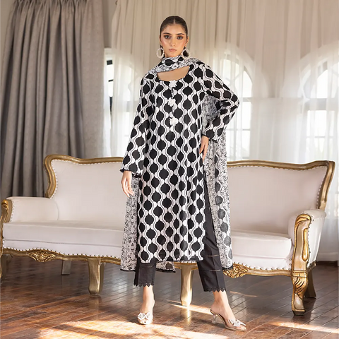 Black & White Vol3 Salina Digital Print Un Stitched 3 Pcs By Regalia Textile D-9