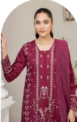 Eshaa Emb Lawn Fancy Dupatta  Unstitched 3 Pcs By Johra 854