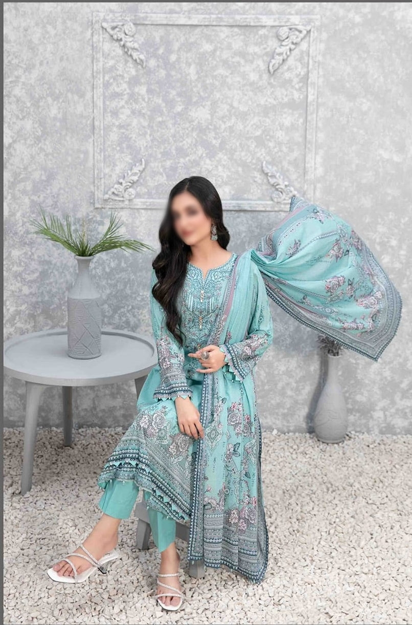 D-9430 Faiha Embroidered Digital Printed Lawn Collectioc"23 By Tawakkal Un-Stitched 3 Piece