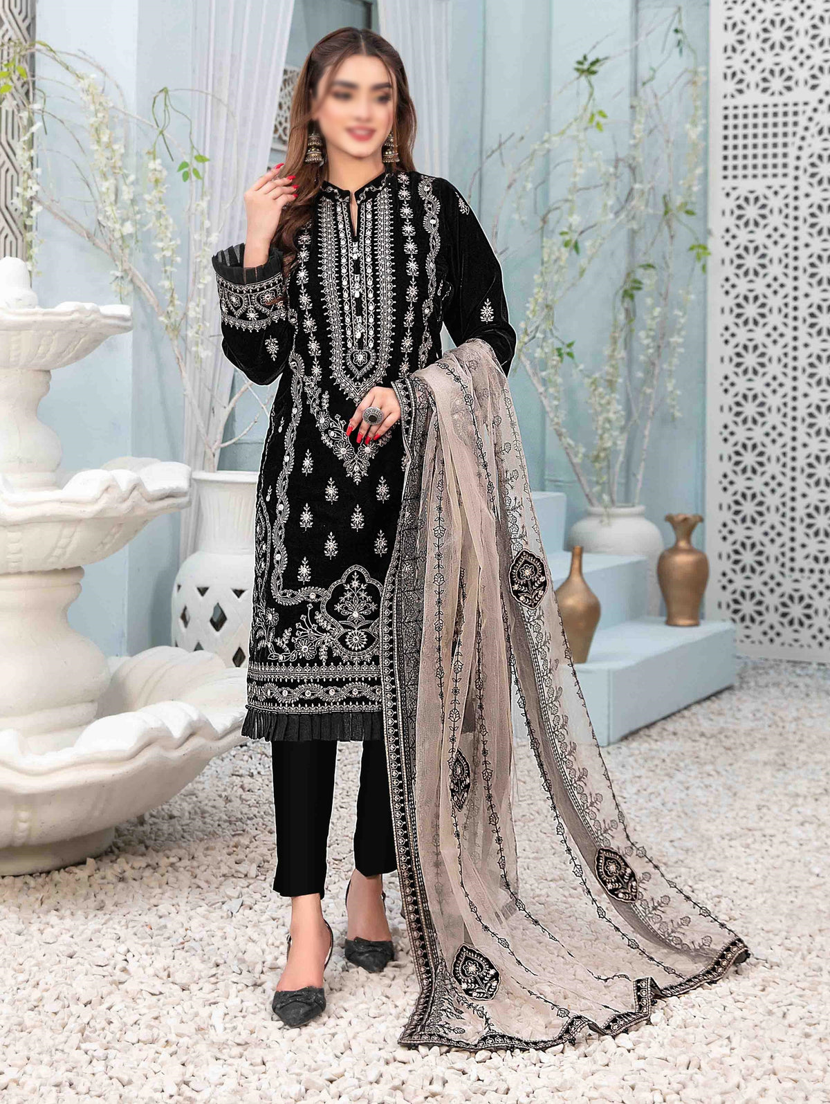 D-9826 Severina Fancy Heavy Embroidered Velvet Coll'23 By Tawakkal Un-Stitched 3Piece